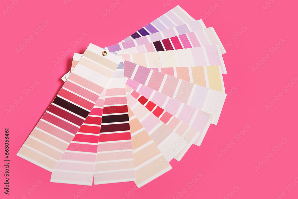 Many color palettes on pink background