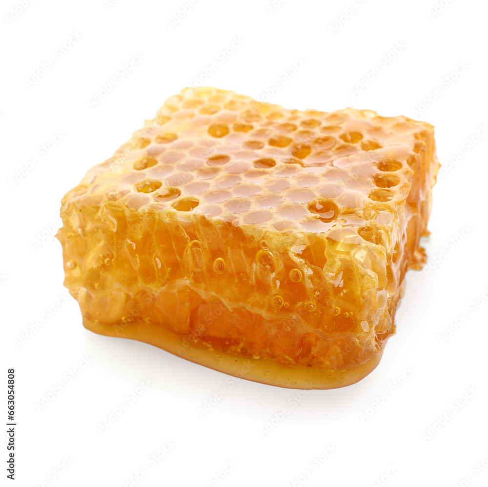 Sweet honeycomb on white background