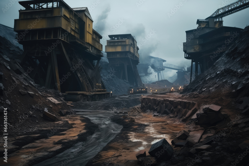 Coal Mining, Coal producing energy, Coal powered machines, Heavy machinery.