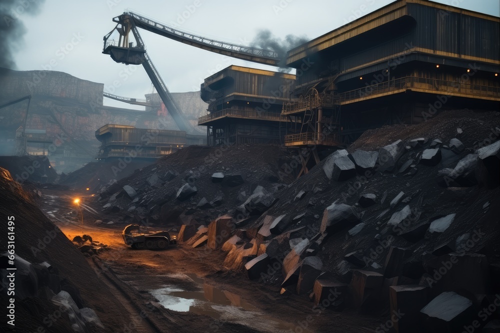 Coal Mining, Coal producing energy, Coal powered machines, Heavy machinery.