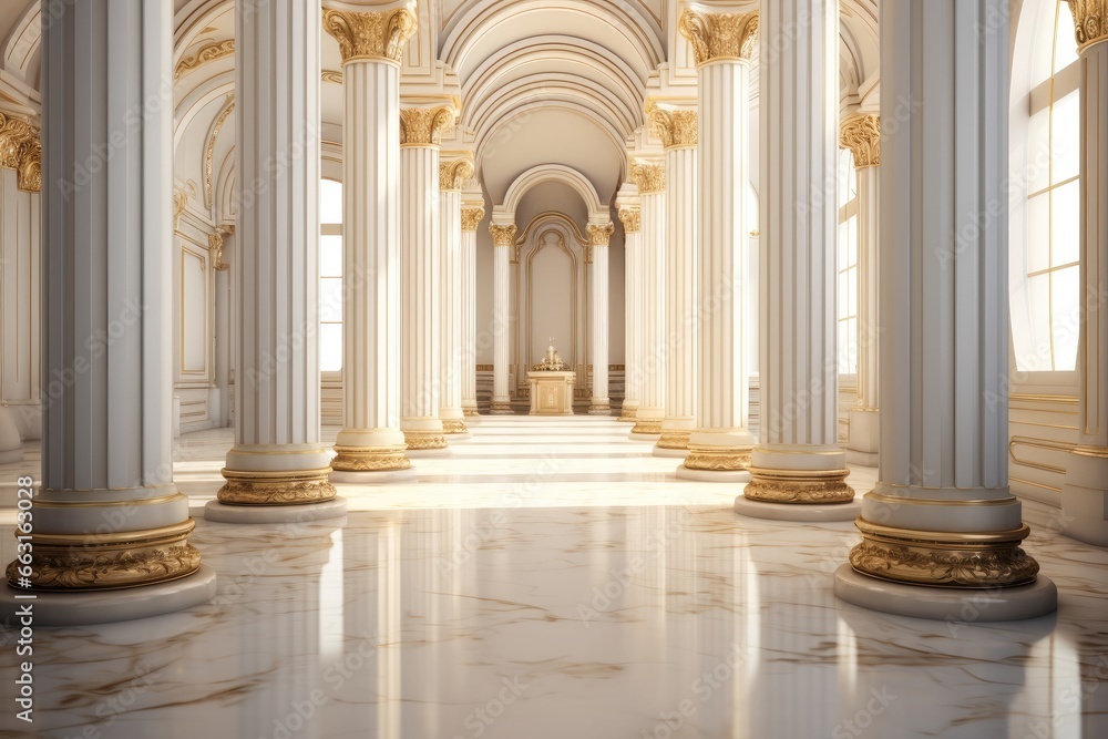 Gold and white luxury pillars.