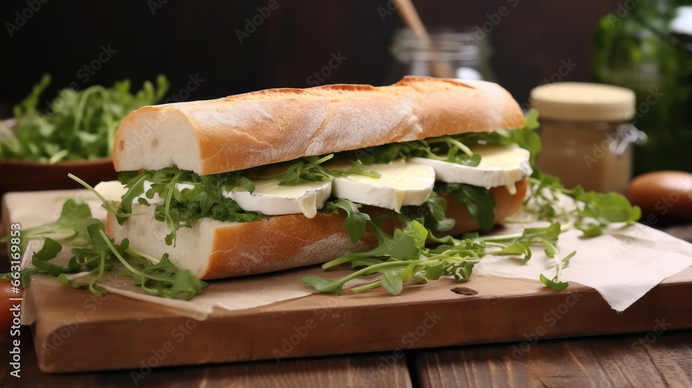 Sandwich with brie cheese.