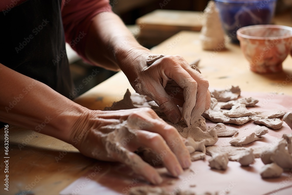 hands molding clay into a distinguishable shape