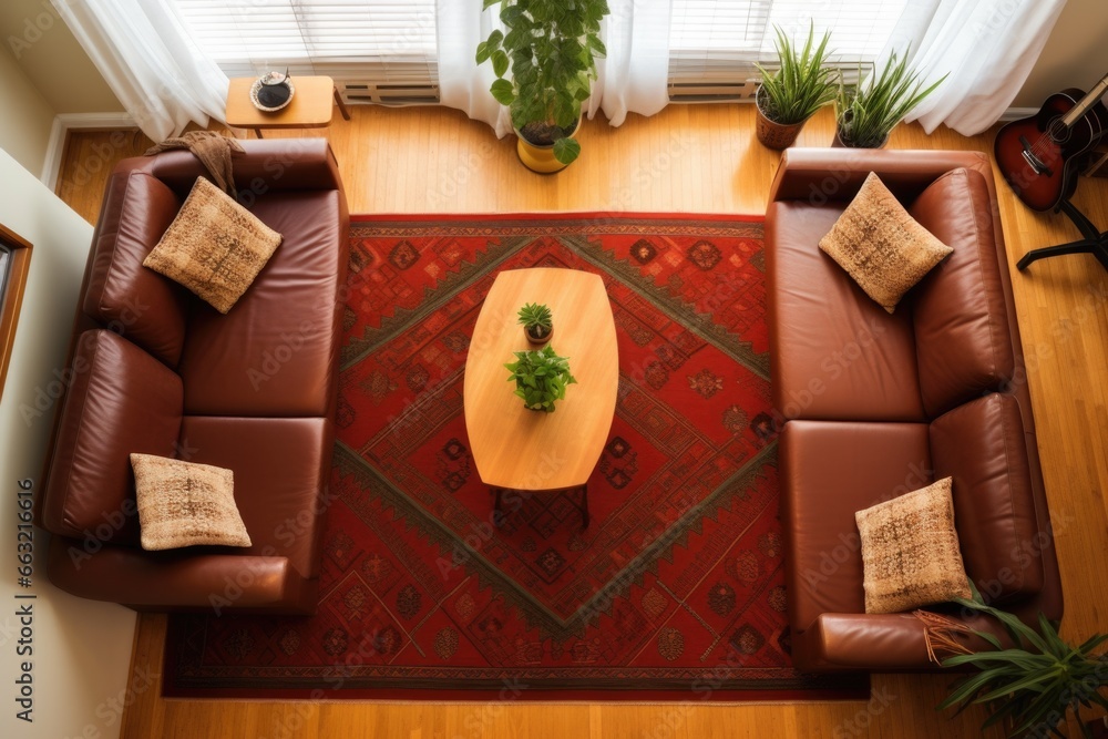 geometry-rich persian rug from overhead