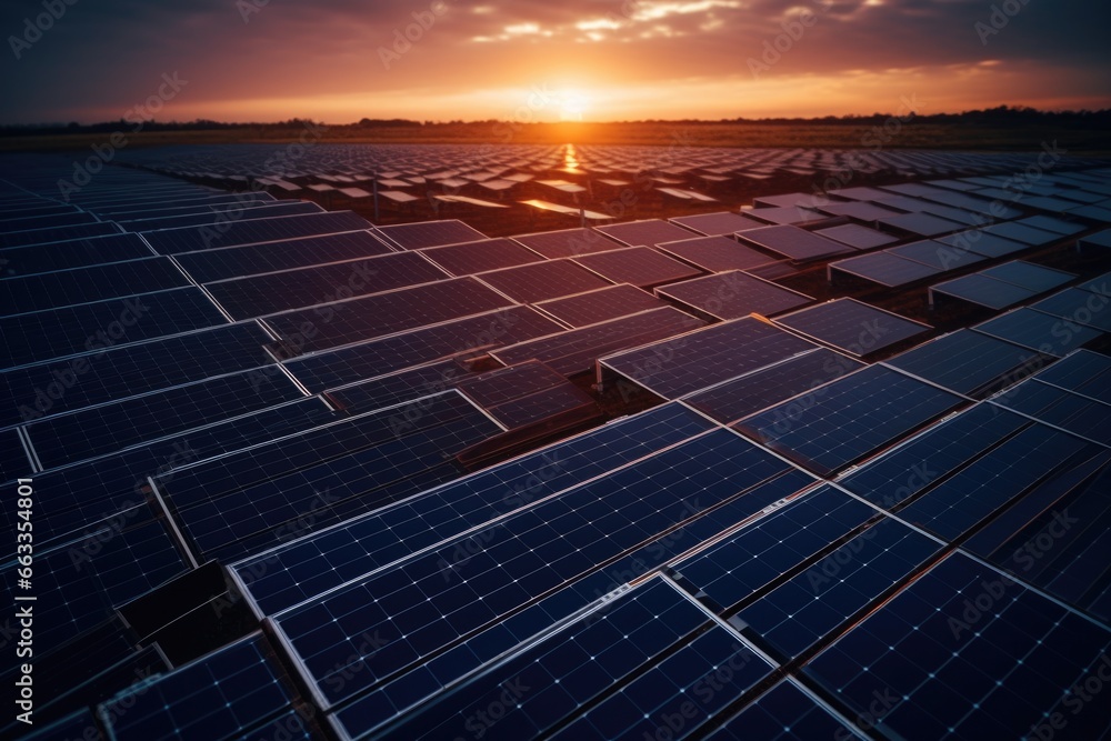 Sustainable Energy: Aerial View of Expansive Solar Panel Field