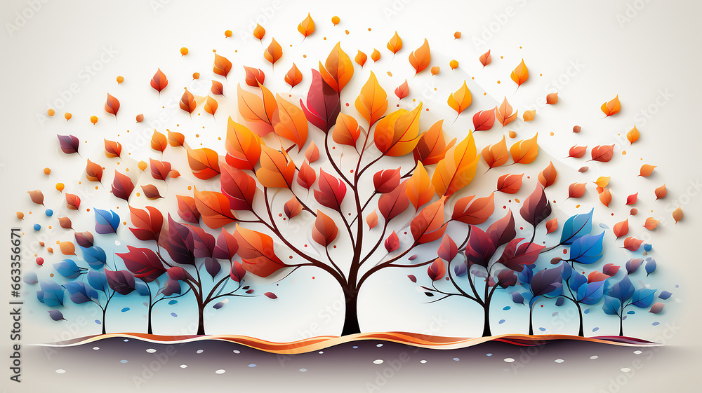 logo multicolored autumn tree spectrum on a white background isolated