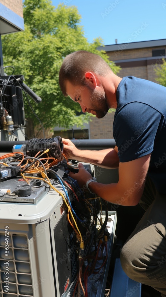 HVAC technician servicing an air conditioning unit