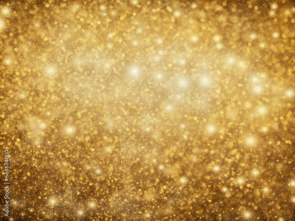 Falling golden glitter dust shiny sparkle, bokeh, abstract background. Generative AI.