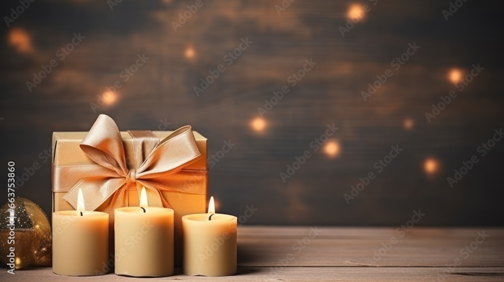 Valentines Day Gift box of kraft paper with a red ribbon