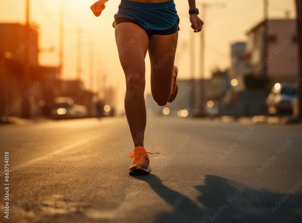 girl running with leg stretched. sport athlete