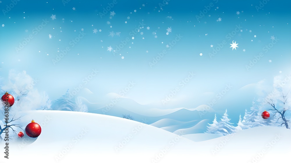 christmas background with snow and tree