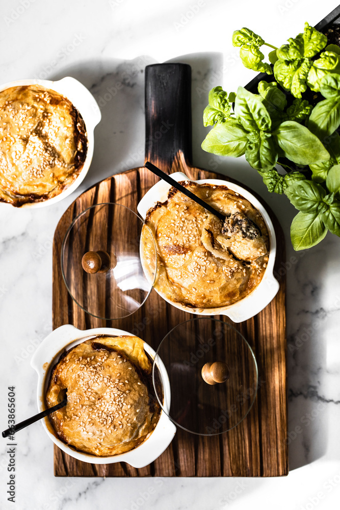 Fish pies, mini pies, cocotte pies, portioned pies