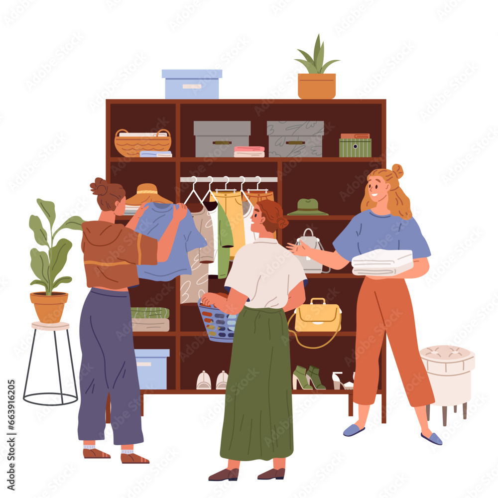 Clothing care. Vector illustration. Wear clothes complement your body shape and size Clean clothes contribute to good personal hygiene Every little thing we do can raise awareness about sustainable