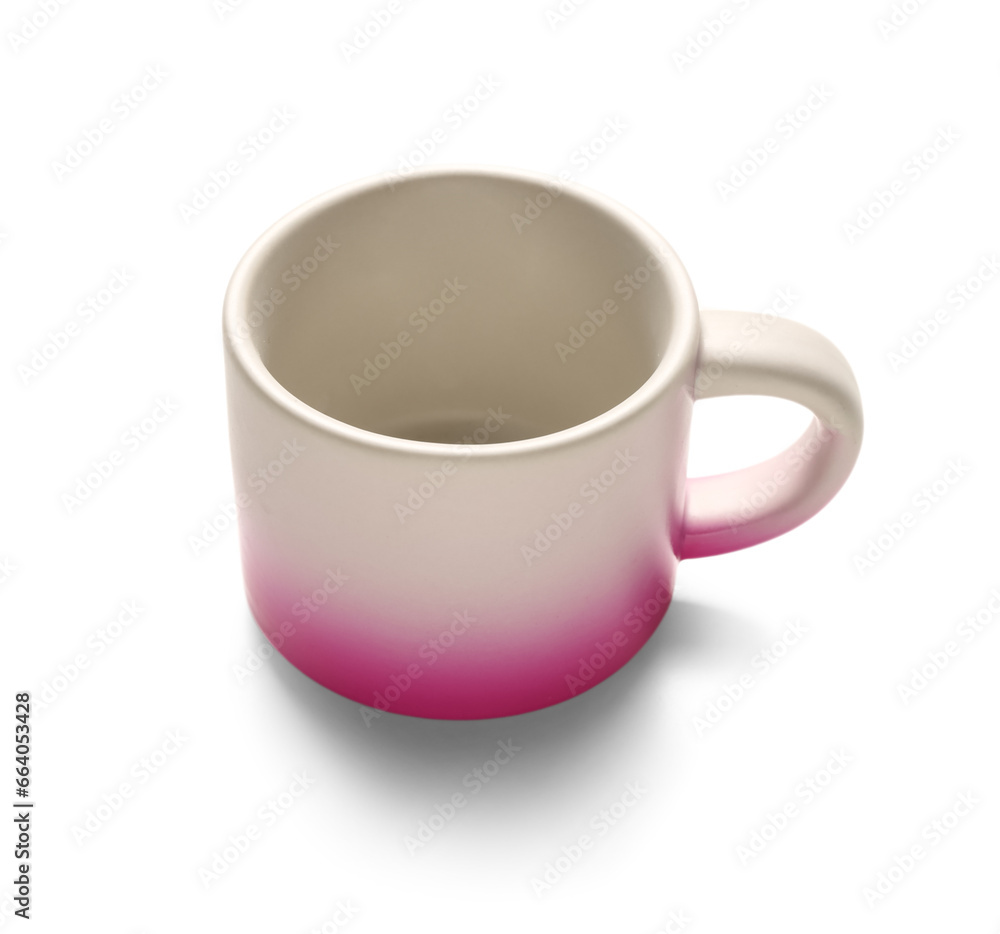 Ceramic cup on white background