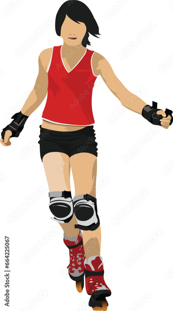 Roller skater illustration silhouette on a white background