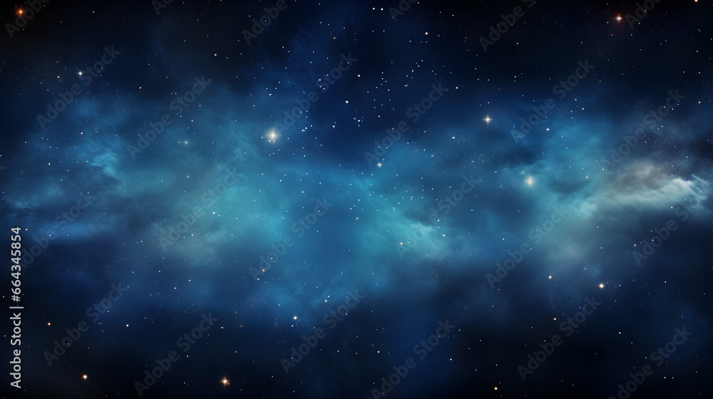 Stars on a Dark Blue Night Sky,  The cosmos filled with countless stars, blue space