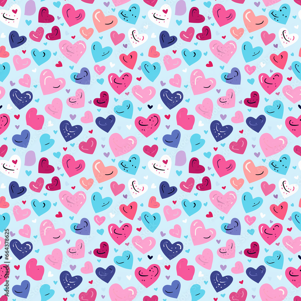 hearts hand drawing cute background seamless pattern