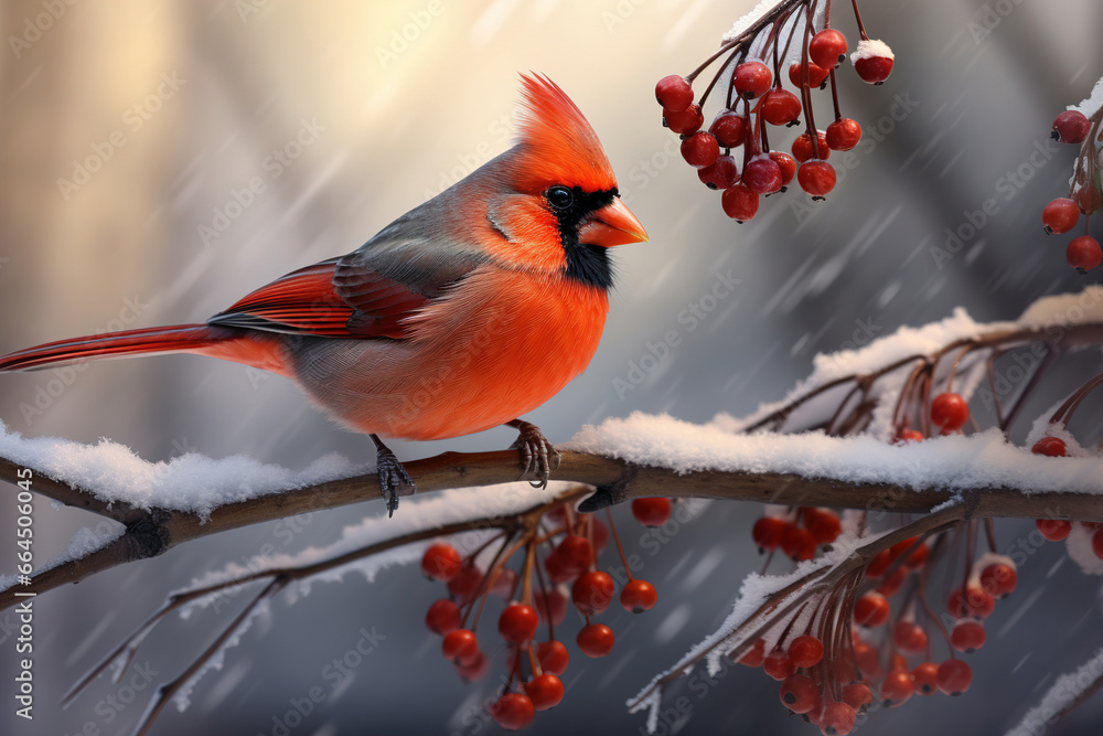 A cardinal perched on a tree branch in late winter.