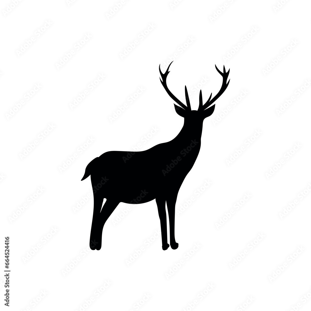 Silhouette of deer on white background