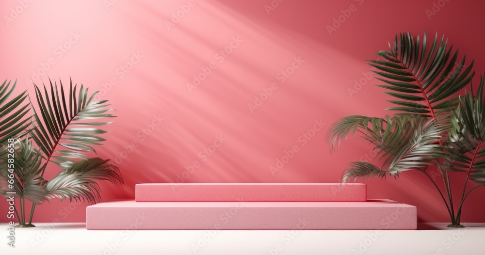 Abstract pink background with podium