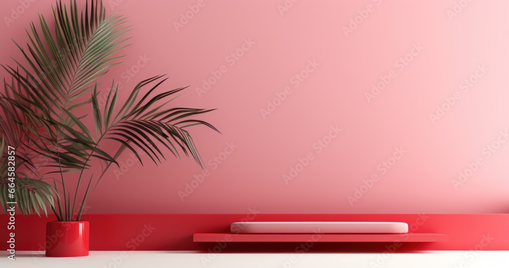 Abstract pink background with podium