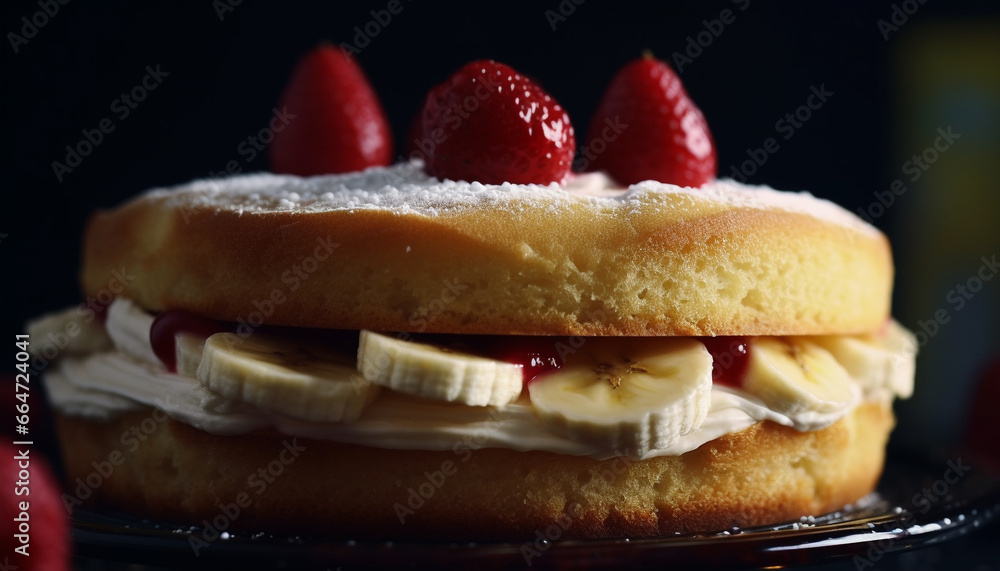 Freshness and indulgence on a plate, homemade berry dessert generated by AI