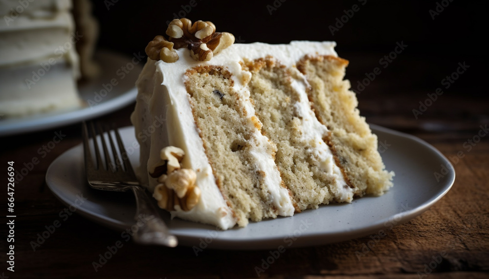 Freshness and indulgence on a plate, homemade dessert ready to eat generated by AI