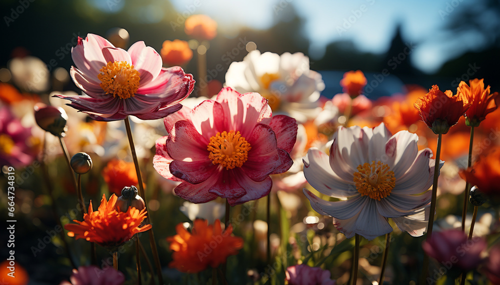 Vibrant colors of nature bloom in a meadow of flowers generated by AI