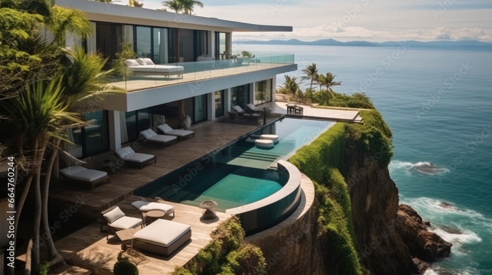 Luxury cliffside villa with ocean views.