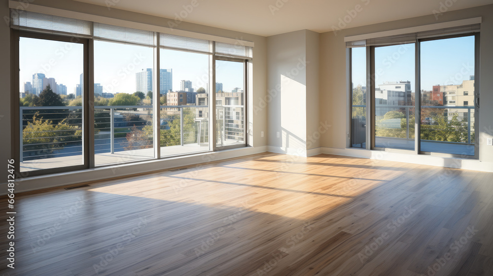 Empty real estate staging room, Upscale apartment with no furniture.