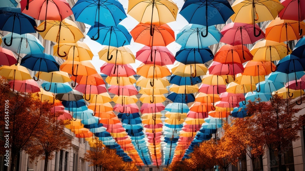 Colorful umbrellas in the city