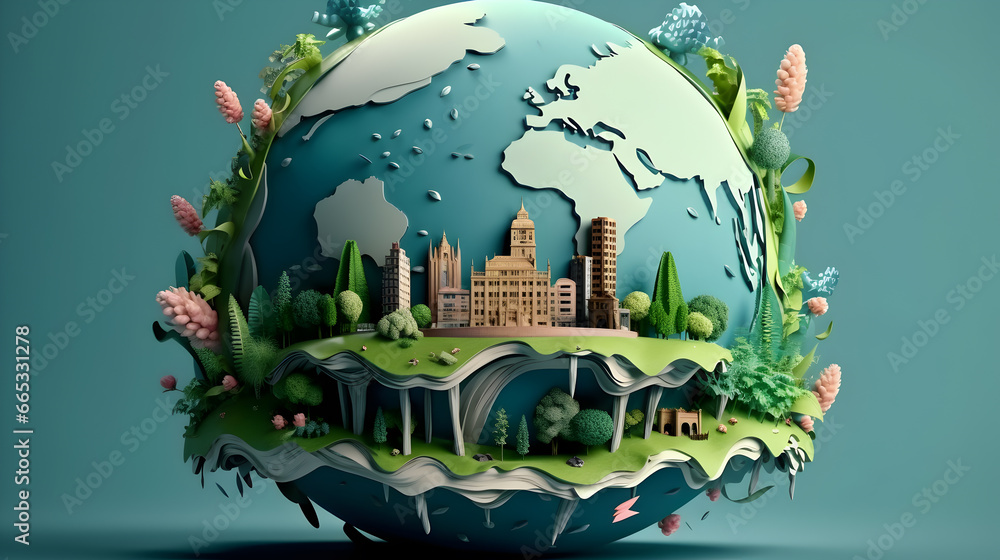 World environment and earth day concept with globe, nature and eco friendly environment