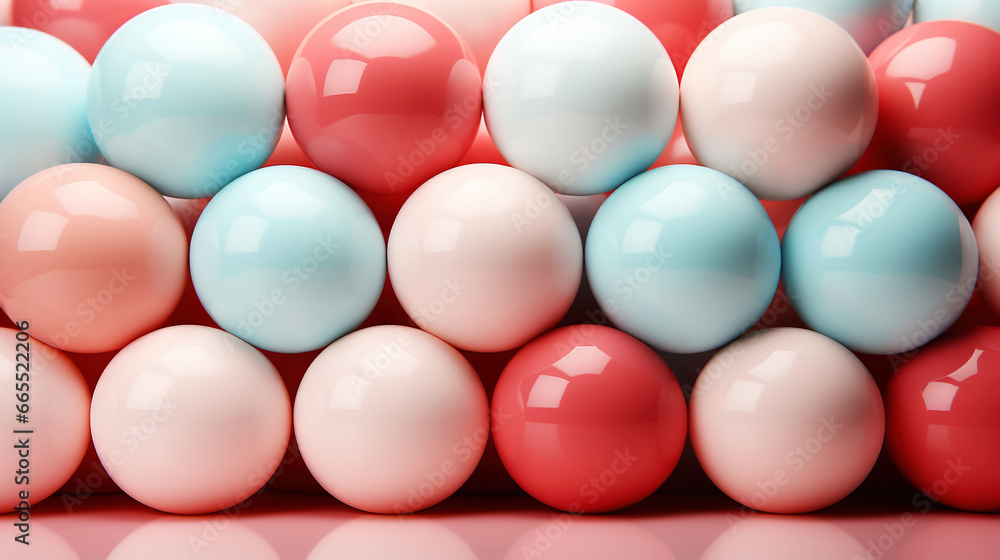 Pastel colored balls background. Abstract cute backdrop. Generative AI