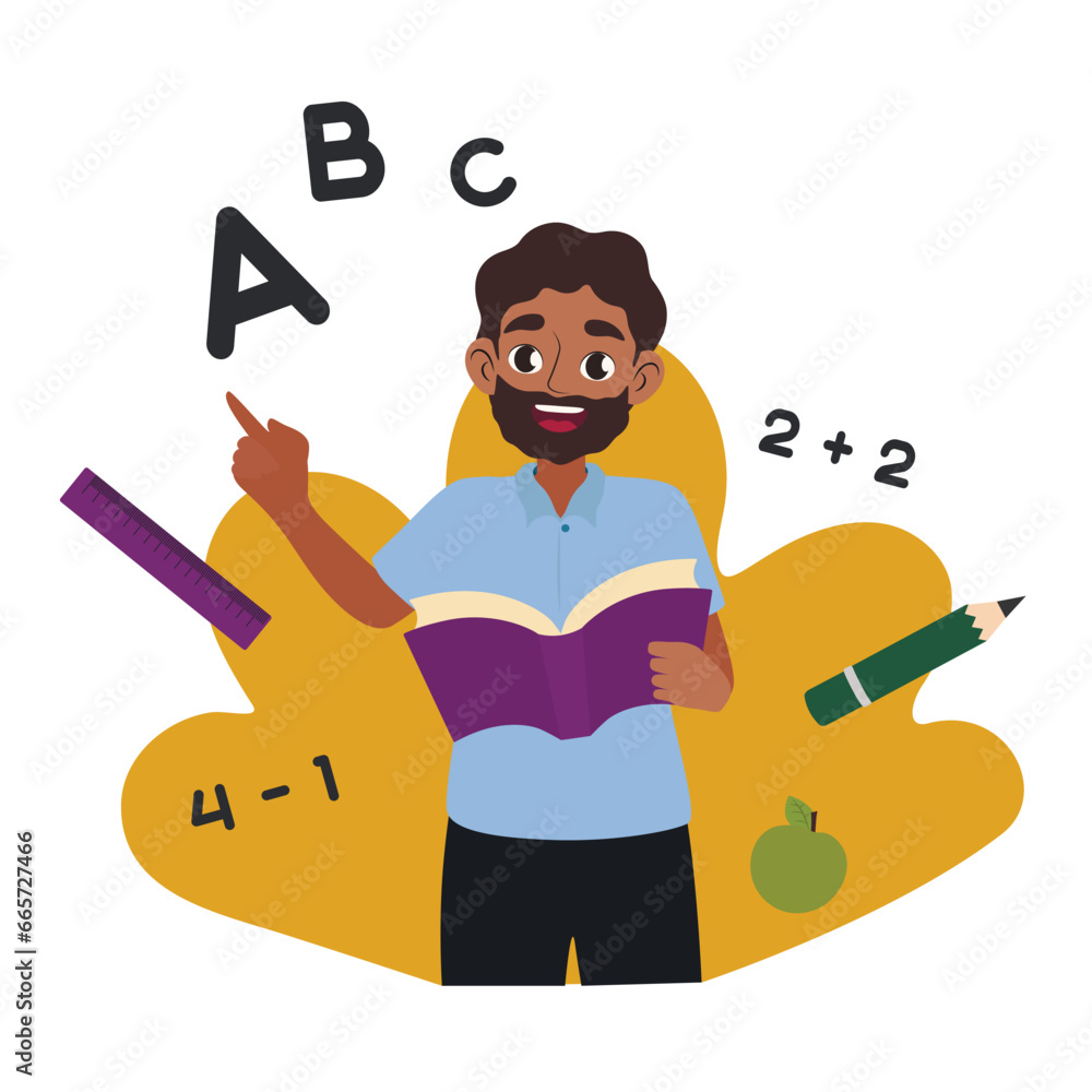 Male math teacher on white background