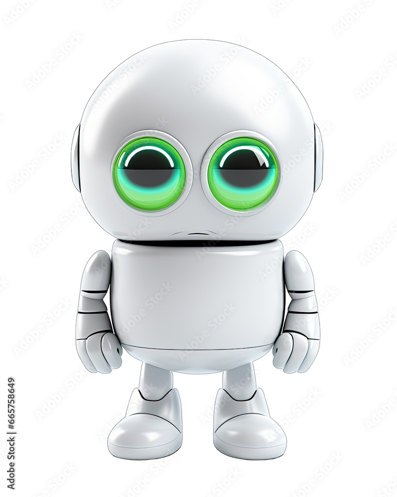 Realistic 3D Android with LED Eyes Emoji Isolated on a transparent background