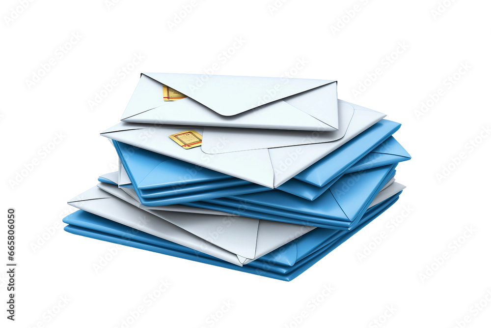 Stack of Mail Envelopes Icon on transparent background.