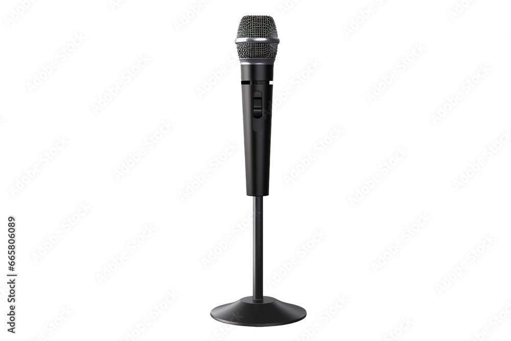 3D Standing Microphone Icon on transparent background.