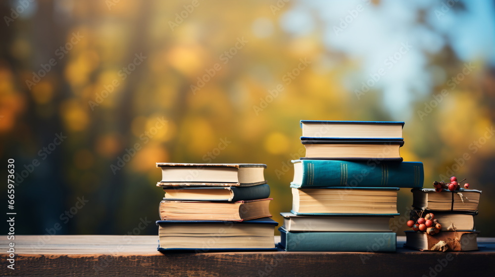 Books on Desktop with Blurred Background