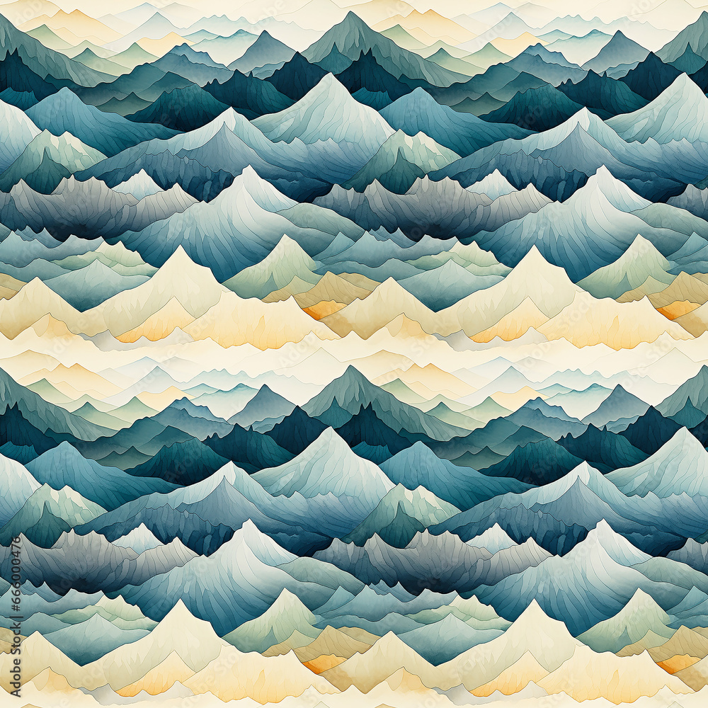 watercolor mountains background. Seamless pattern.