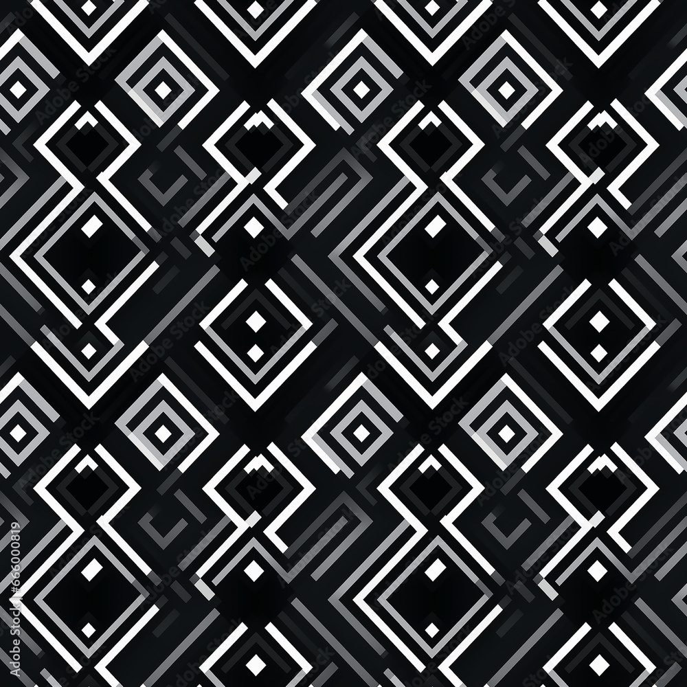 Retro black and white geometric  Seamless pattern.