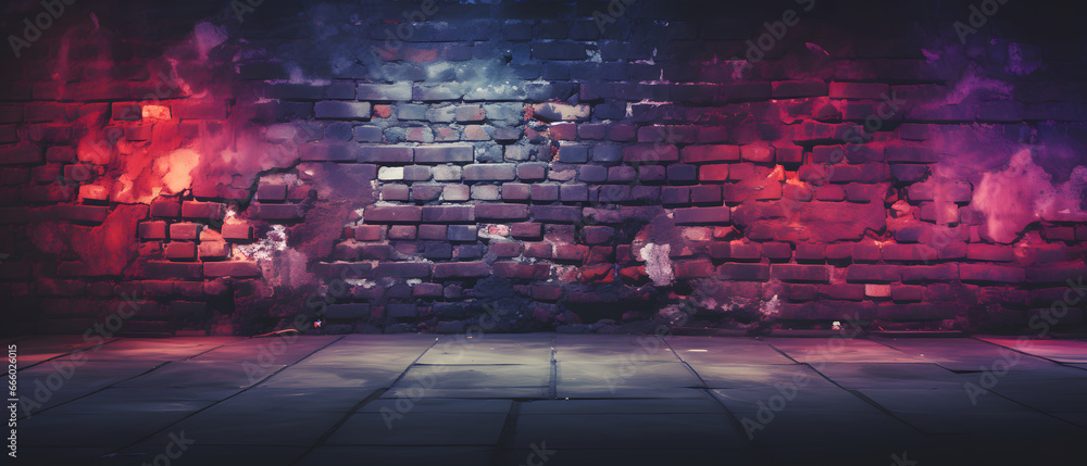 brick wall with neon effect, abstract background