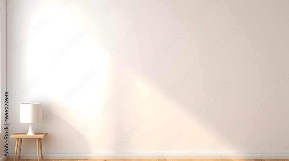 White classic wall background, brown parquet floor, home furniture detail, frame and vase of plant., beige Interior background 3d render, empty brown room