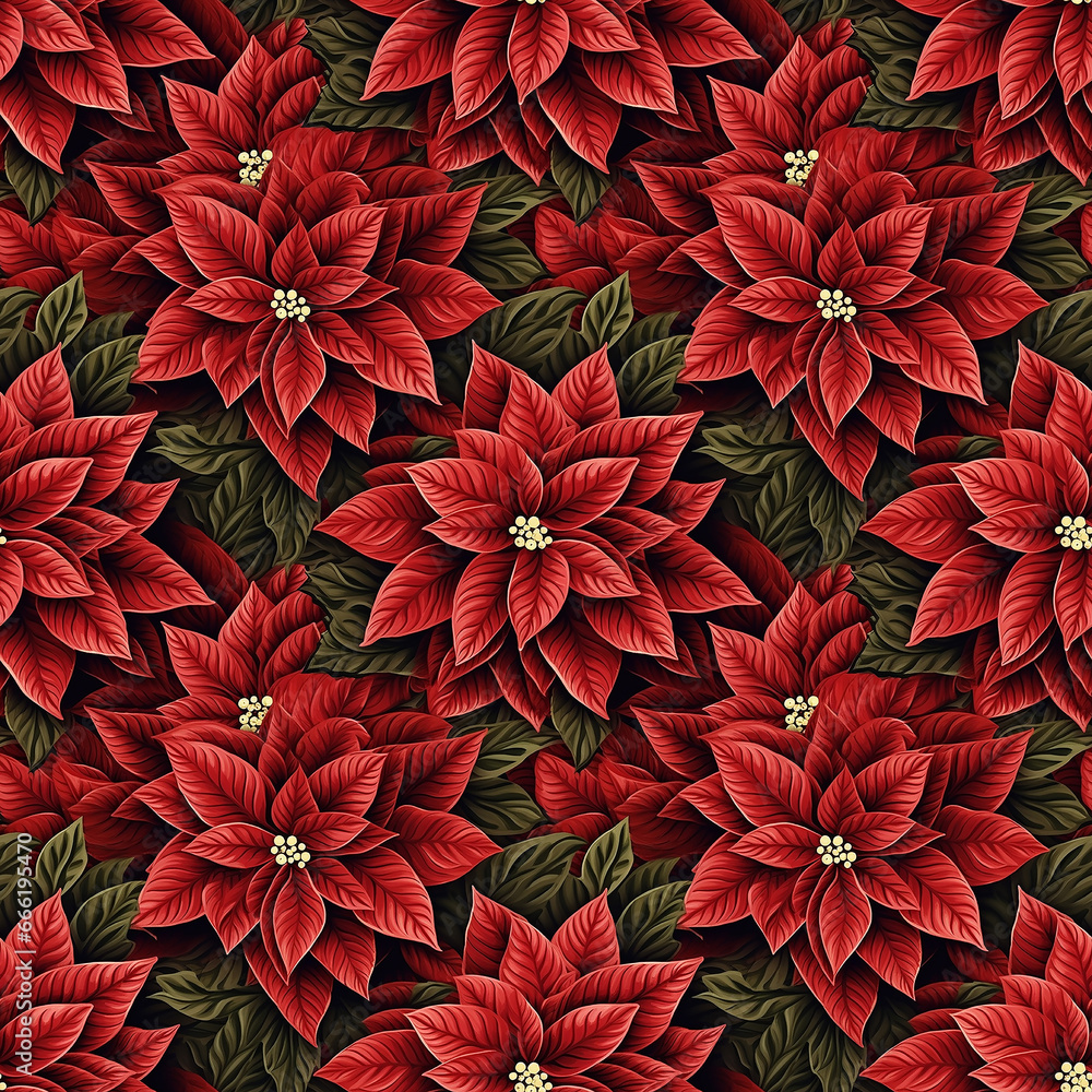 poinsettia flower pattern. Seamless pattern.