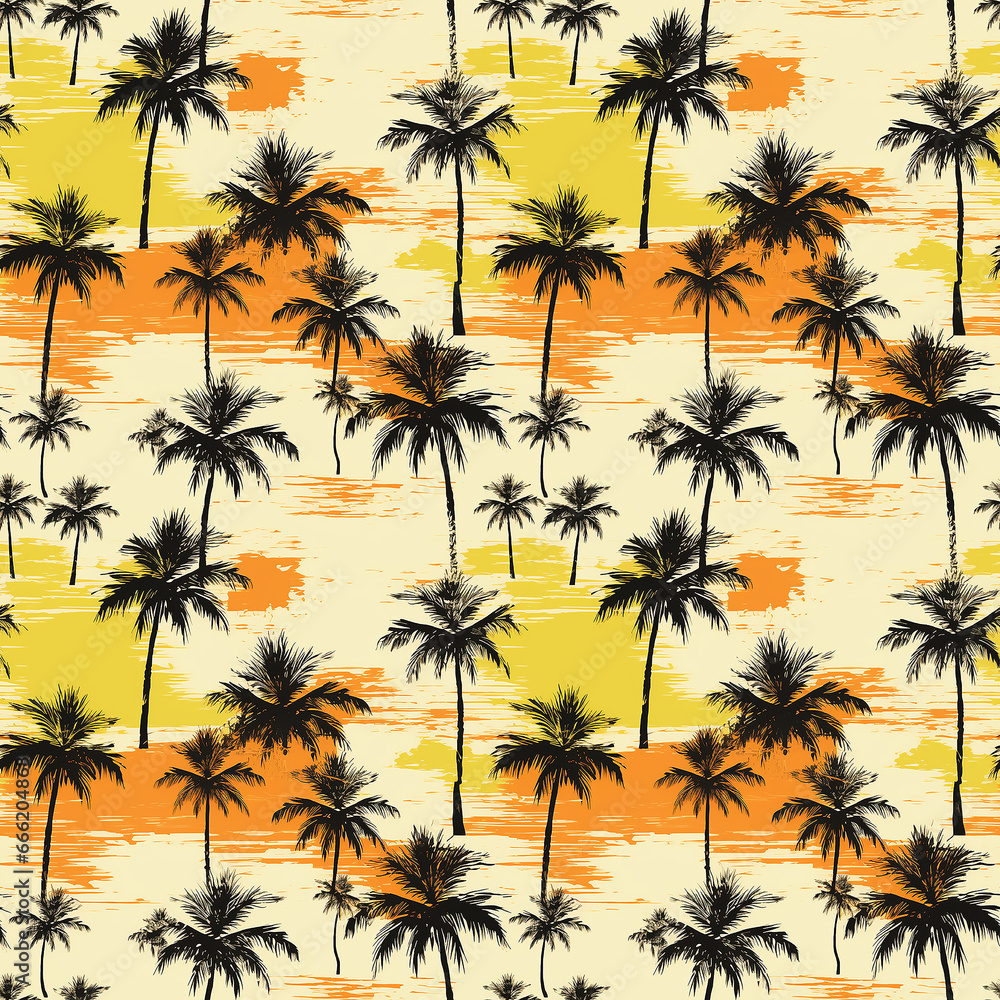 Hand-Drawn Exotic Jungle Art Abstract Tropics Sea. Seamless pattern.