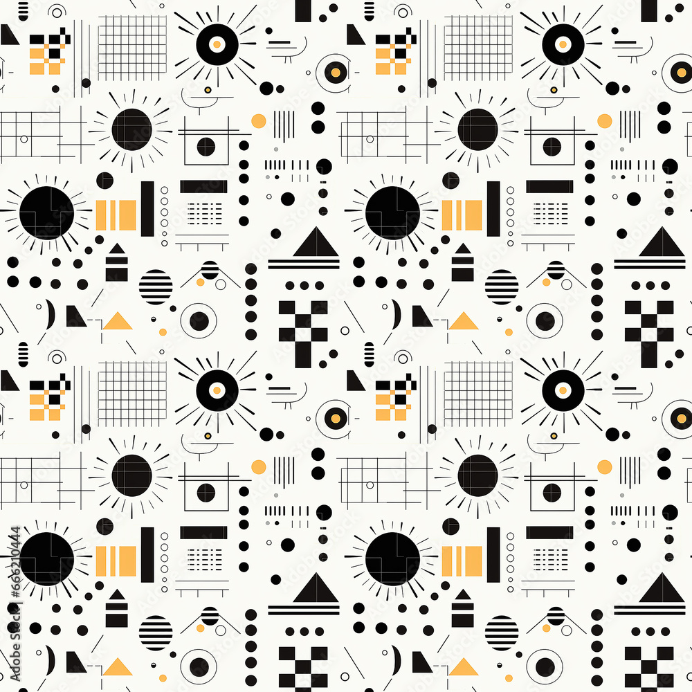 Trendy Bauhaus Pattern Backgrounds Retro Black and White. Seamless pattern.