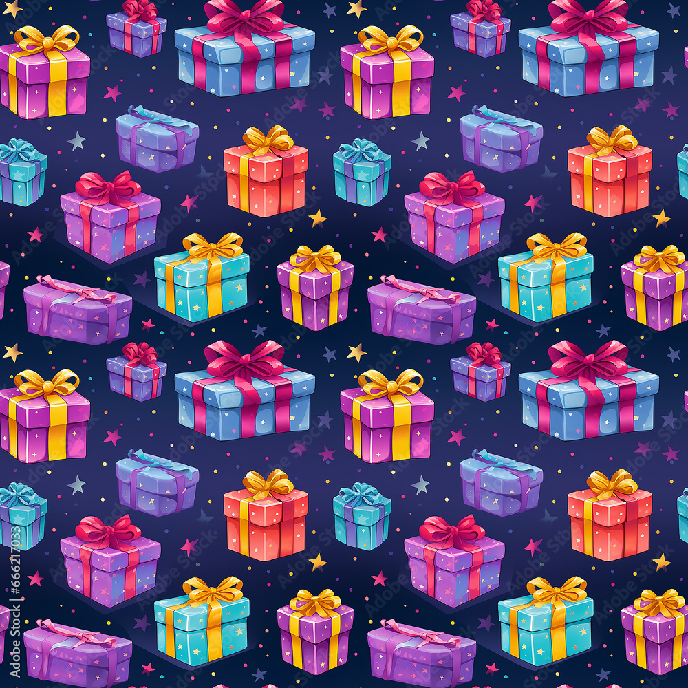 colorful vibrant gifts. Seamless pattern.