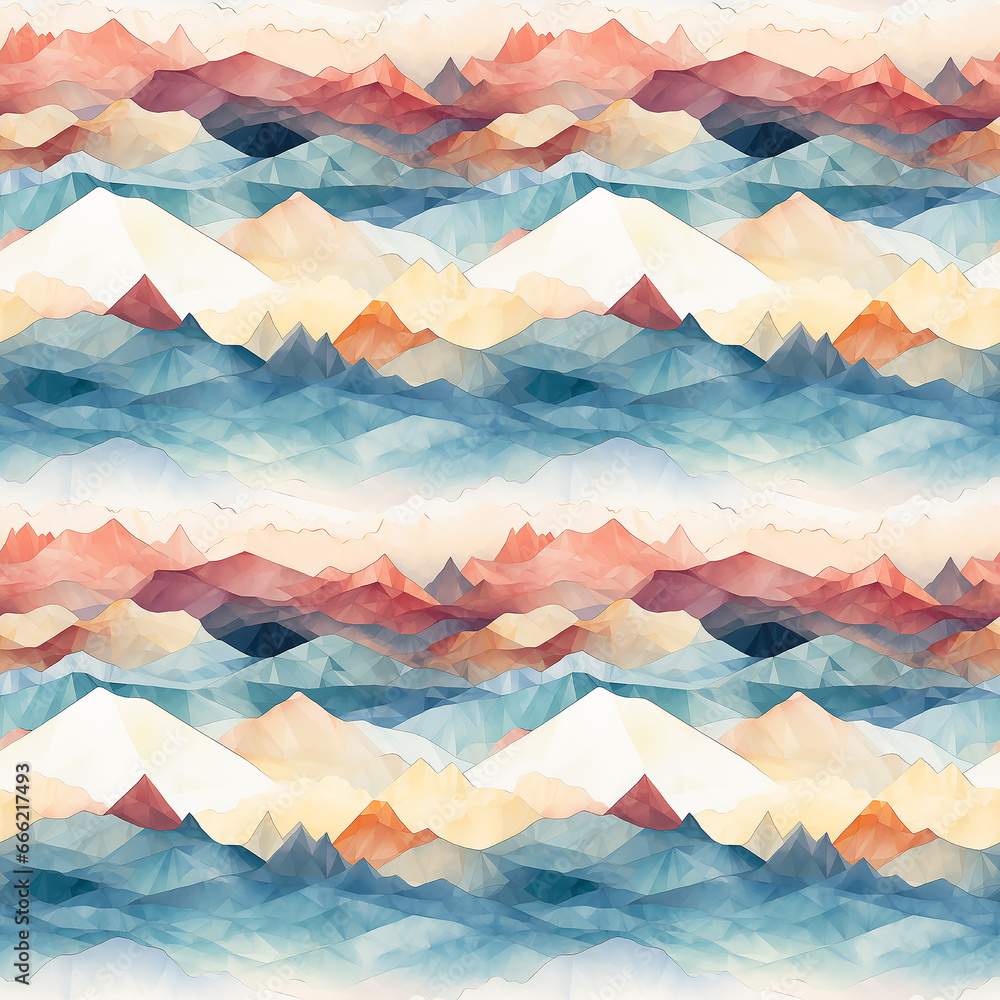 watercolor mountains background. Seamless pattern.