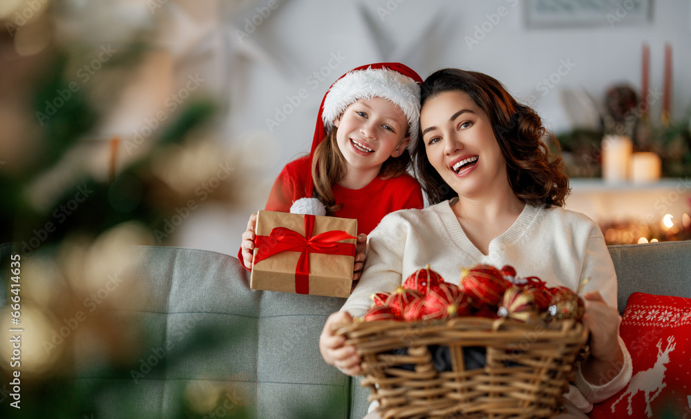 family celebrating Christmas