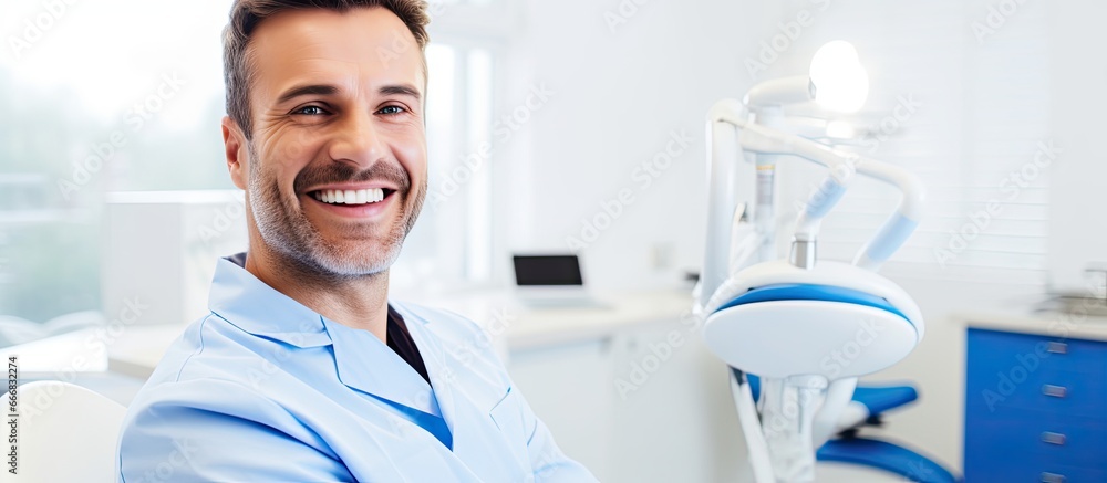 Dentist using tools to examine patients teeth