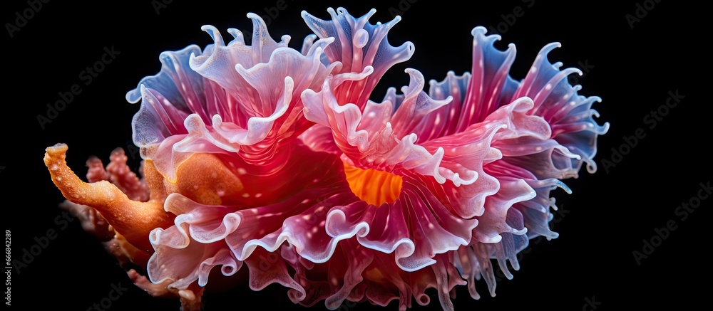 Red sea floor features Spanish dancer nudibranch Hexabranchus sanguineus